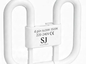 28W 2D Square 4-Pin CFL Lamps, GR10Q Energy Saving Light Bulb, Cool White 3500K, 28W/2000+ Lumens, Square Light Bulb, 110V, 170g, Durable Energy-Saving Lamp [Energy Class A] (One Size, 2, count) [Energy Class A]