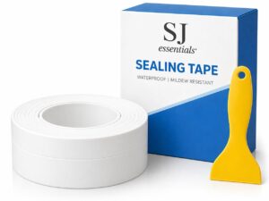 Bath Sealant Strip Self Adhesive 38mmx3.35m Roll Waterproof Bathroom Sealant Tape with Sealing Tool Applicator Caulk Strip for Toilet Bathtub Shower Sink Wall Corner Kitchen Easy to Install & Durable