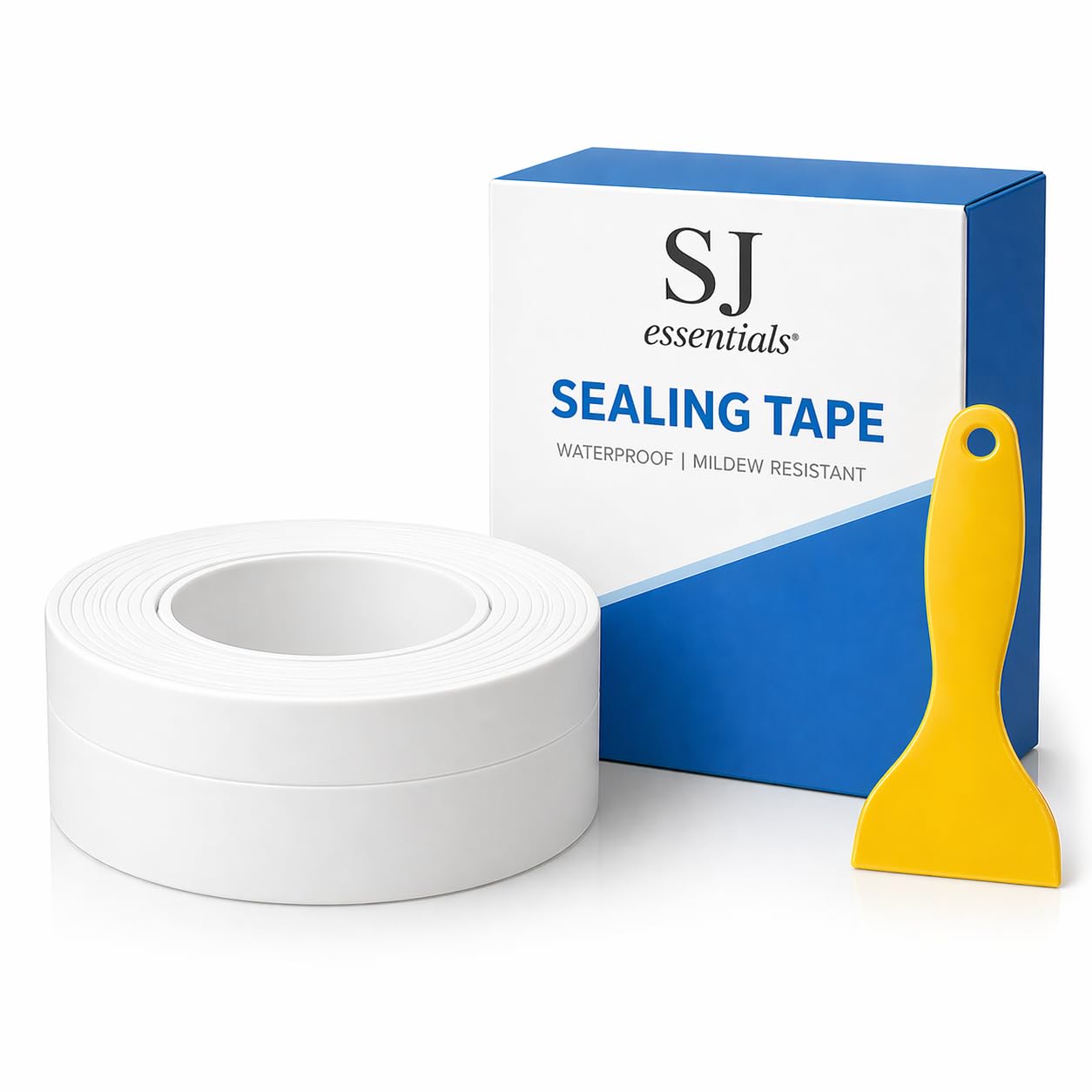 Bath Sealant Strip Self Adhesive 38mmx3.35m Roll Waterproof Bathroom Sealant Tape with Sealing Tool Applicator Caulk Strip for Toilet Bathtub Shower Sink Wall Corner Kitchen Easy to Install & Durable