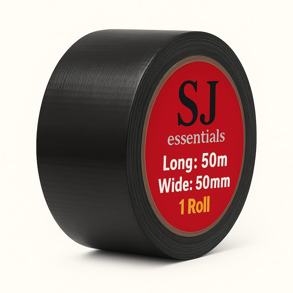 Black Gaffer Tape 50mm x 50m, Water Resistant, Heavy Duty, Rubber-Based, Strong Adhesive, Ideal for DIY Projects, Home Repairs, Commercial Use & Temporary Fixes