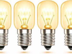 E14 Salt Lamp Bulb 15W Dimmable SES Pygmy T20 Small Edison Screw, 2700K Warm White, 300°C High Temp Oven Bulb for Himalayan Salt Lamp, Wax Melt Burner, Fridge, Microwave -4 Pack