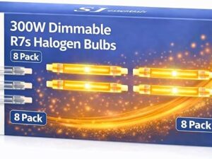 Dimmable R7s Halogen Bulb 118mm 300W – J-Type Linear Double Ended Light Bulb 230V 4480LM, Warm White 2800K, R7s 118mm Floodlight Replacement for Security, Work, Landscape Lighting (4) [Energy Class A+++]