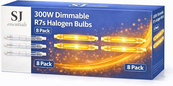 Dimmable R7s Halogen Bulb 118mm 300W – J-Type Linear Double Ended Light Bulb 230V 4480LM, Warm White 2800K, R7s 118mm Floodlight Replacement for Security, Work, Landscape Lighting (4) [Energy Class A+++]